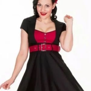 Lindy Bop Black and dark Red Dress